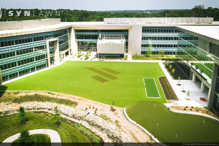 SYNLawn Baja commercial artificial grass for office buildings campus courtyards